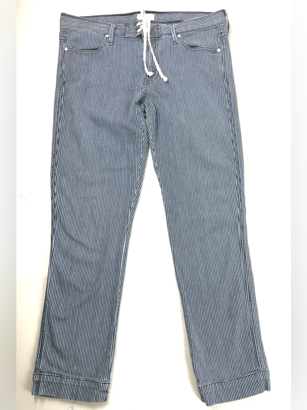 MOTHER Tie Me--Up Rascal Pinstripe Cropped Jeans - Picture 6 of 16